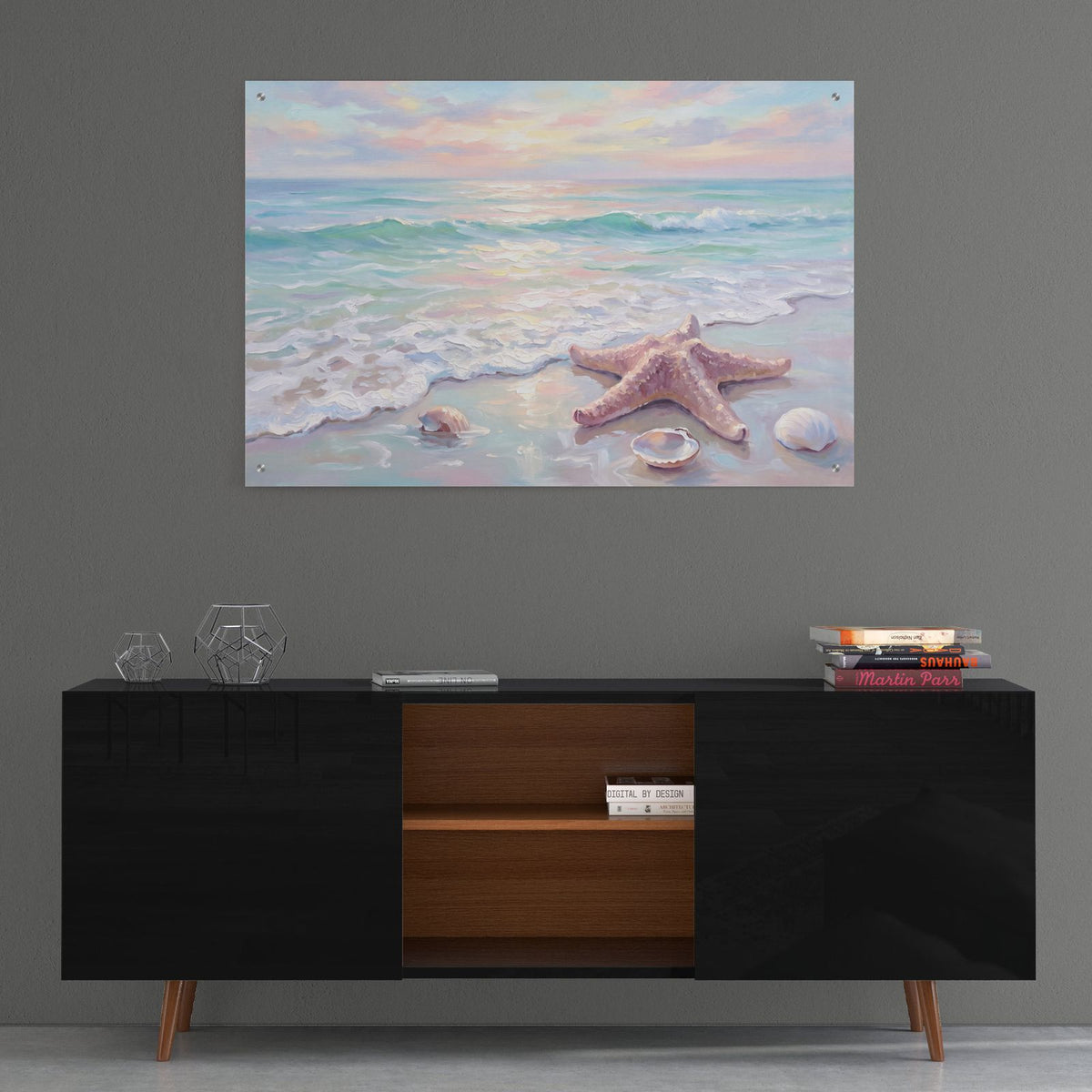 Blush Starfish Shore 1 by Veve - 36x24 acrylic wall art in a room