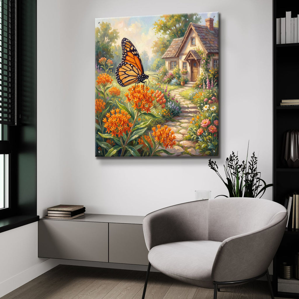Butterfly and Monarch by Veve - 36x36 acrylic wall art in a room