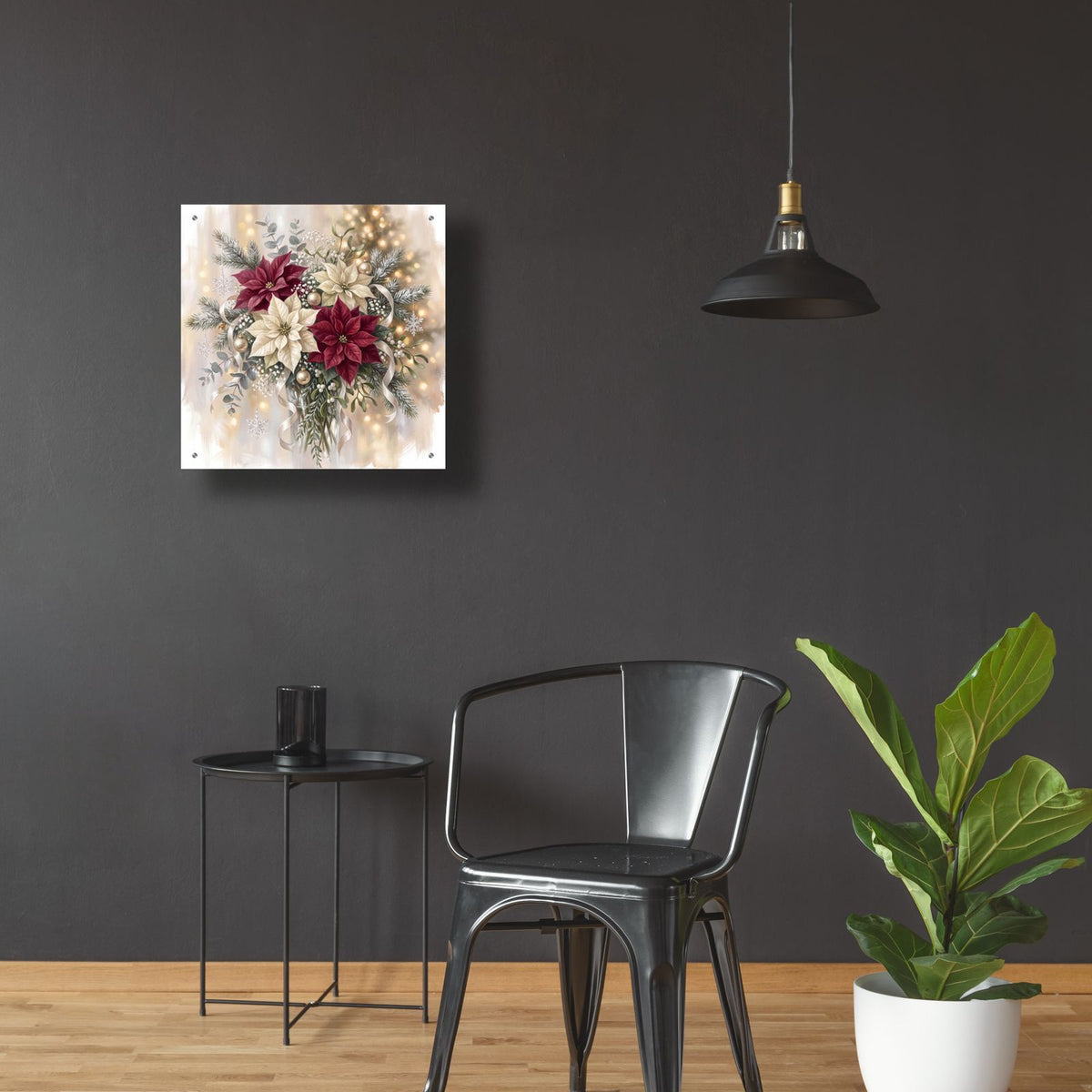 Christmas Poinsettias — A Winter's Kiss by Veve - 24x24 acrylic wall art in a room