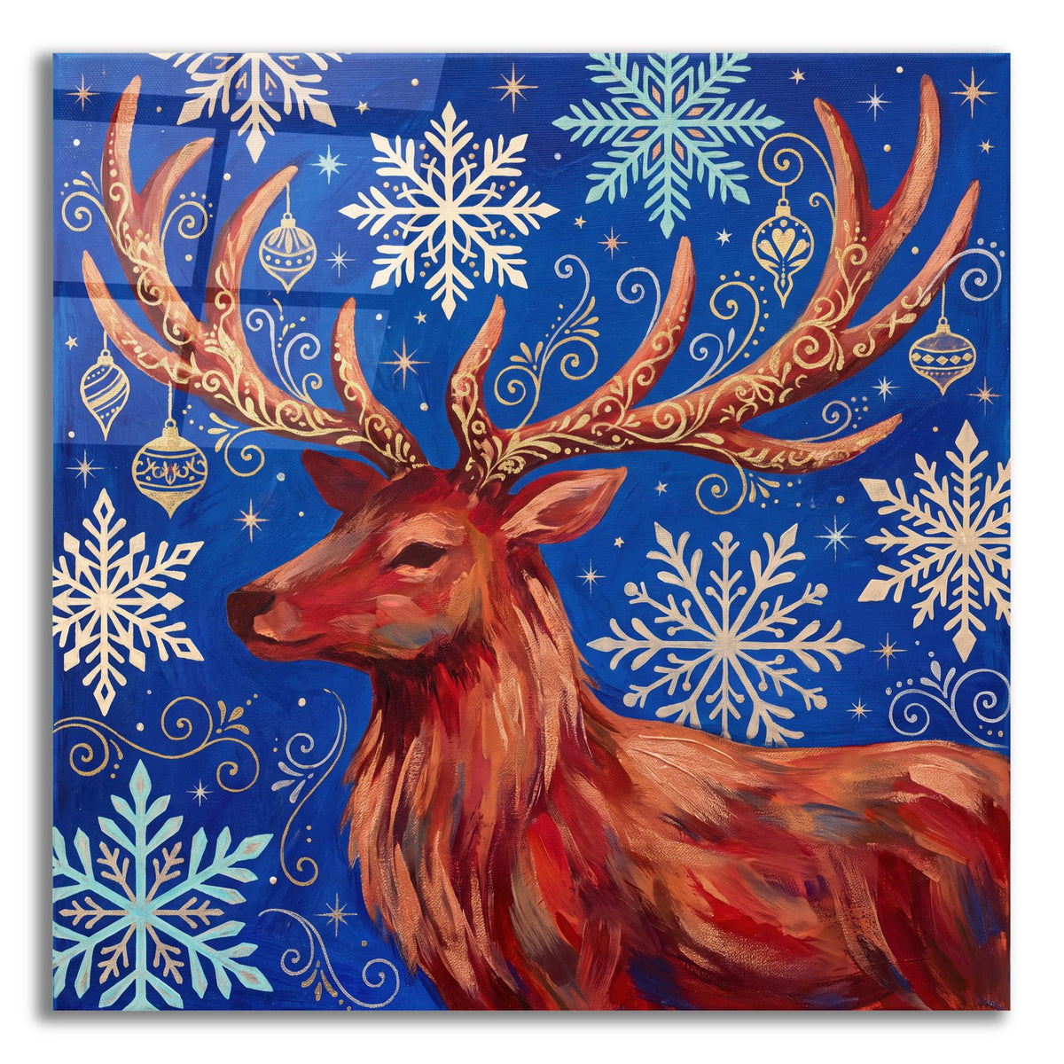 Christmas Sparkle – The Golden Reindeer by Veve acrylic glass wall art