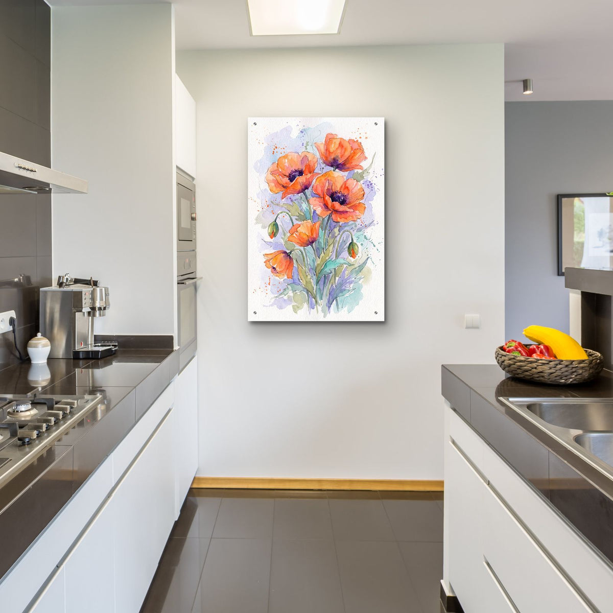 Coral Poppy Drift by Veve - 24x36 acrylic wall art in a room