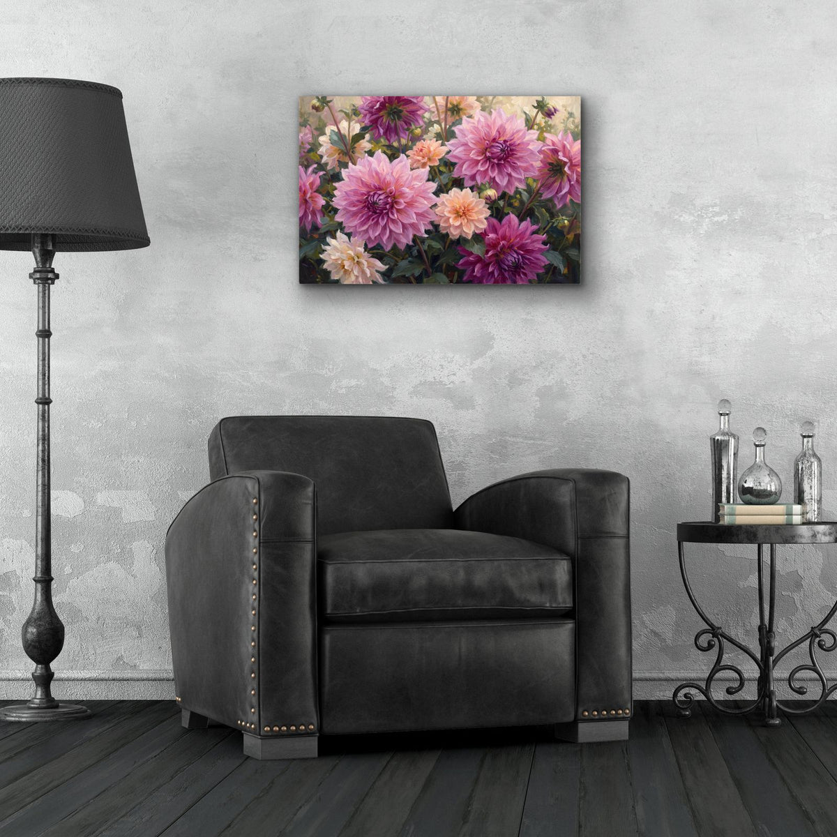 Dahlia Symphony by Veve - 24x16 acrylic wall art in a room