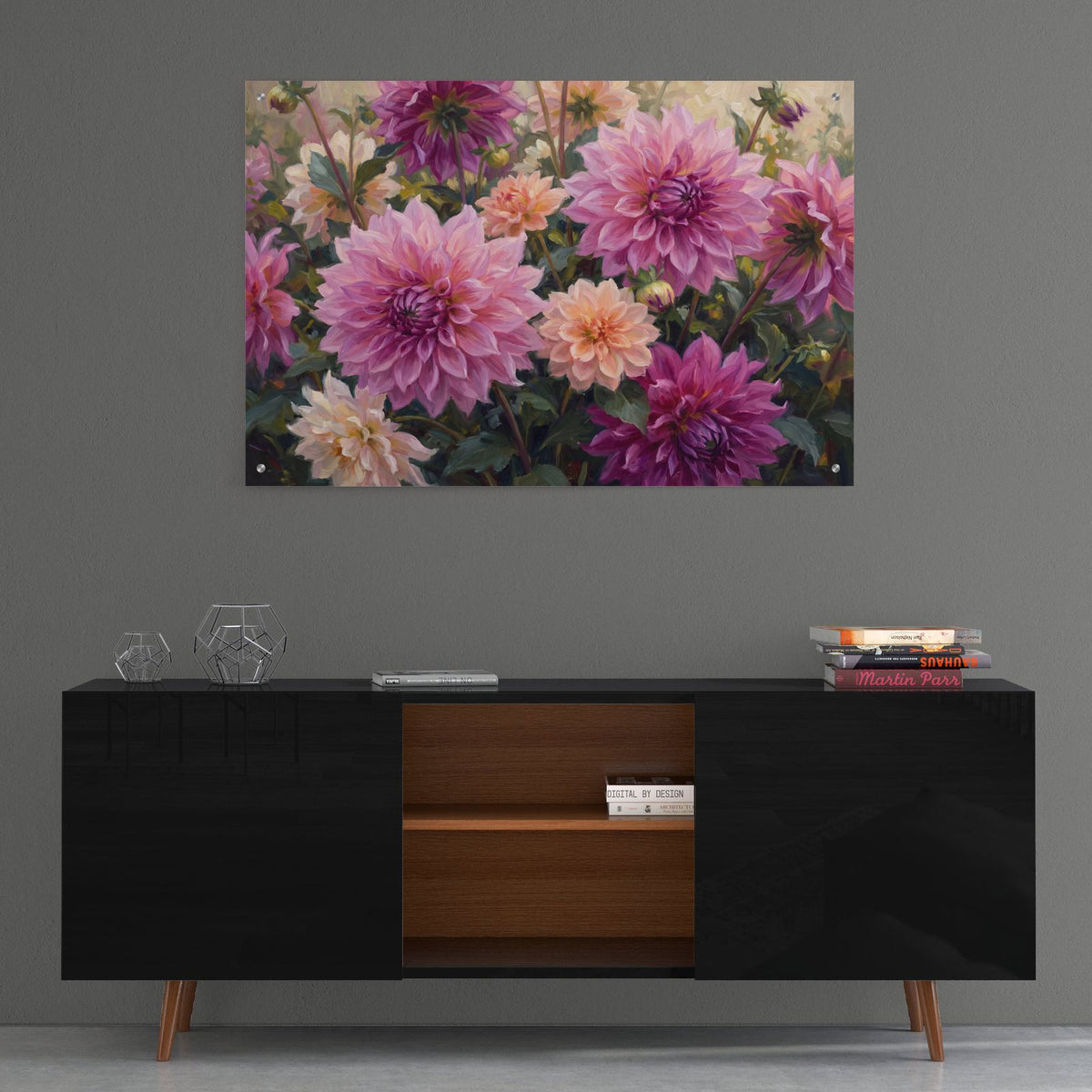 Dahlia Symphony by Veve - 36x24 acrylic wall art in a room