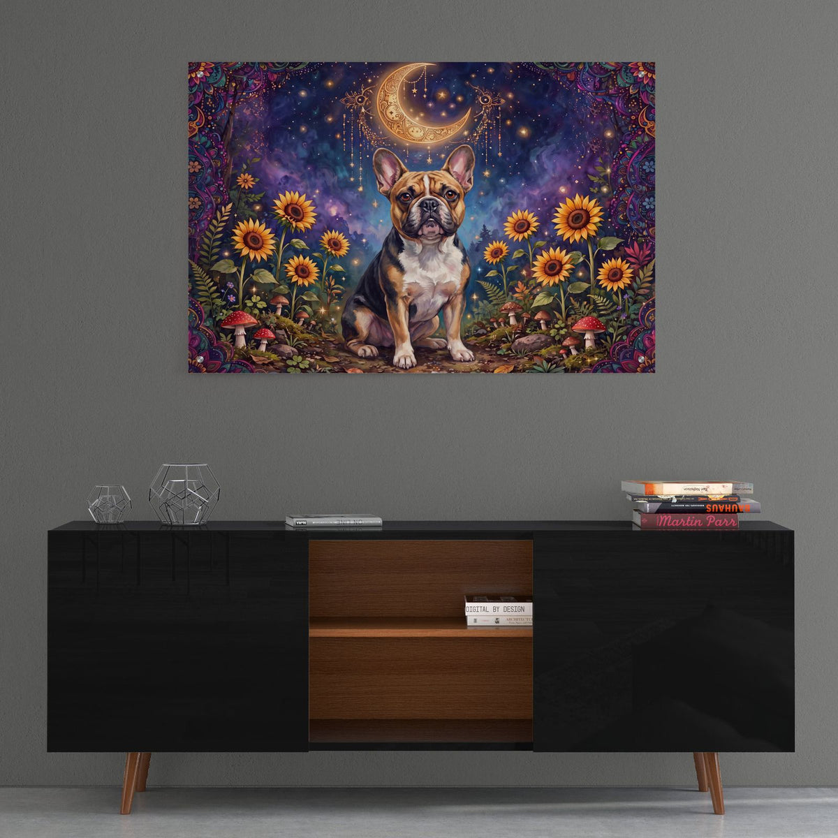French Bulldog in Celestial Garden by Veve - 36x24 acrylic wall art in a room