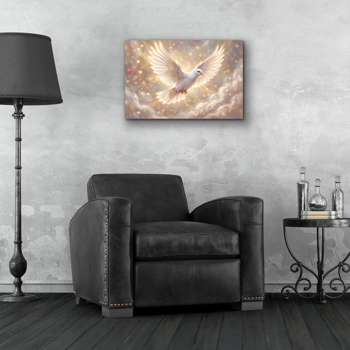 Golden Dove by Veve - 24x16 acrylic wall art in a room