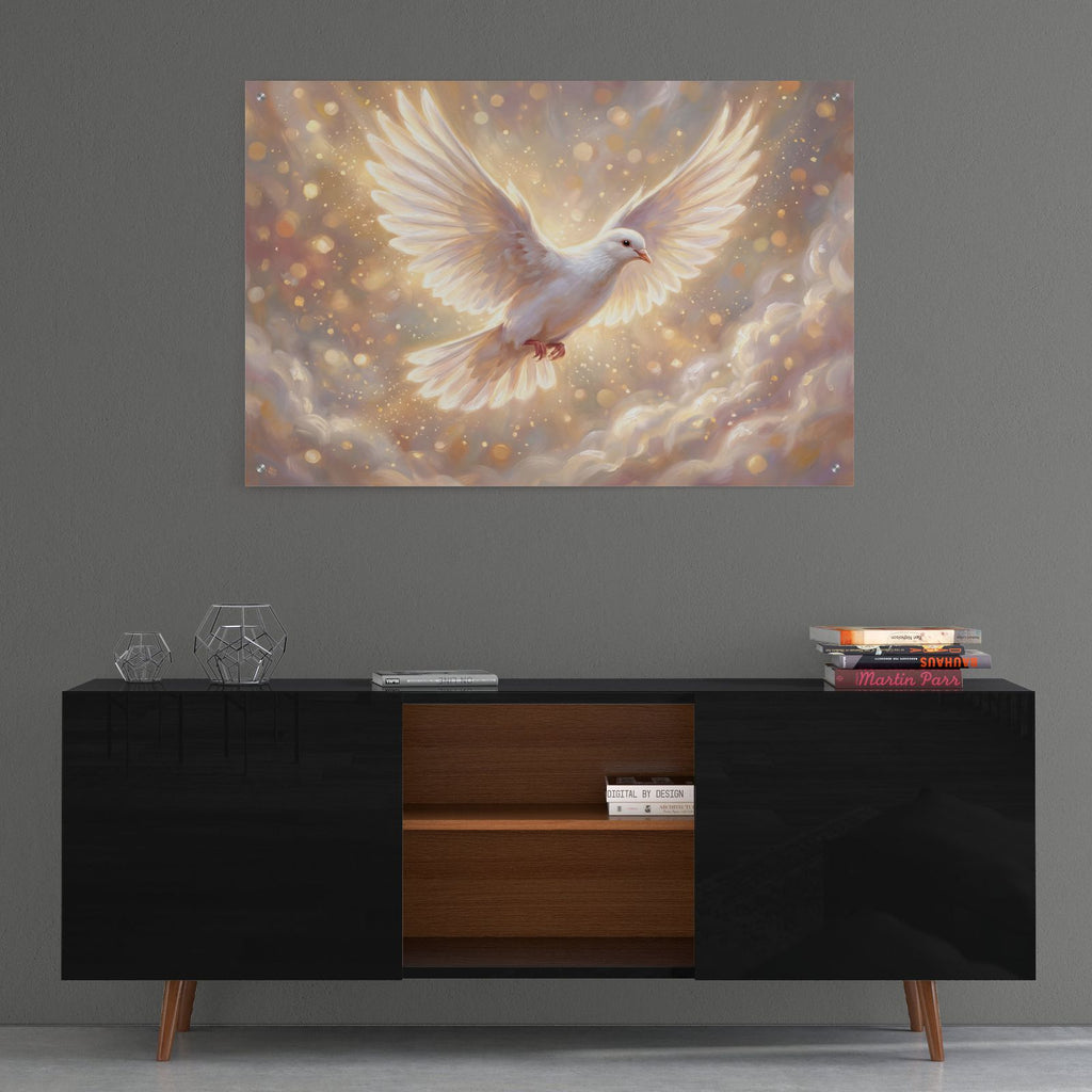 Golden Dove by Veve - 36x24 acrylic wall art in a room