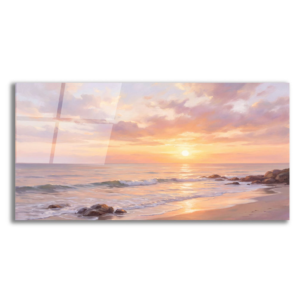 Golden Horizon Sunset Over the Sea by Veve acrylic glass wall art