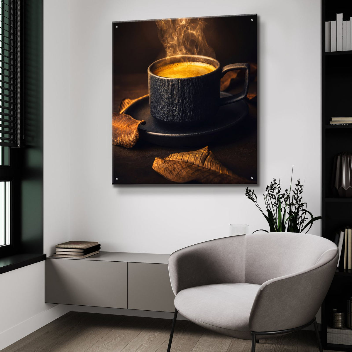 Golden Hour Coffee by Veve - 36x36 acrylic wall art in a room
