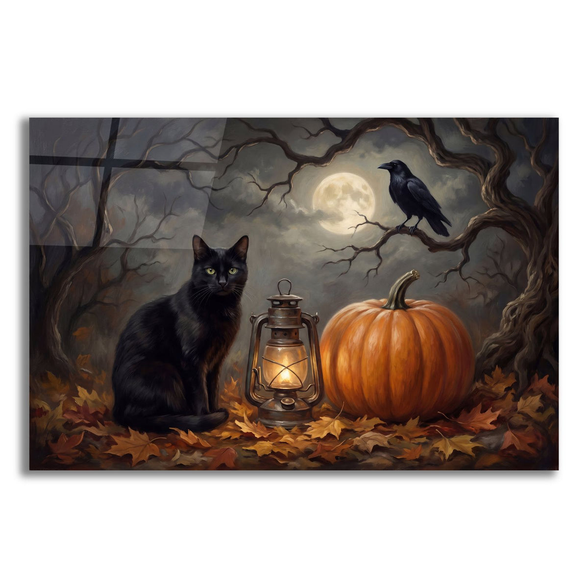 Halloween Black Cat and Raven by Veve acrylic glass wall art
