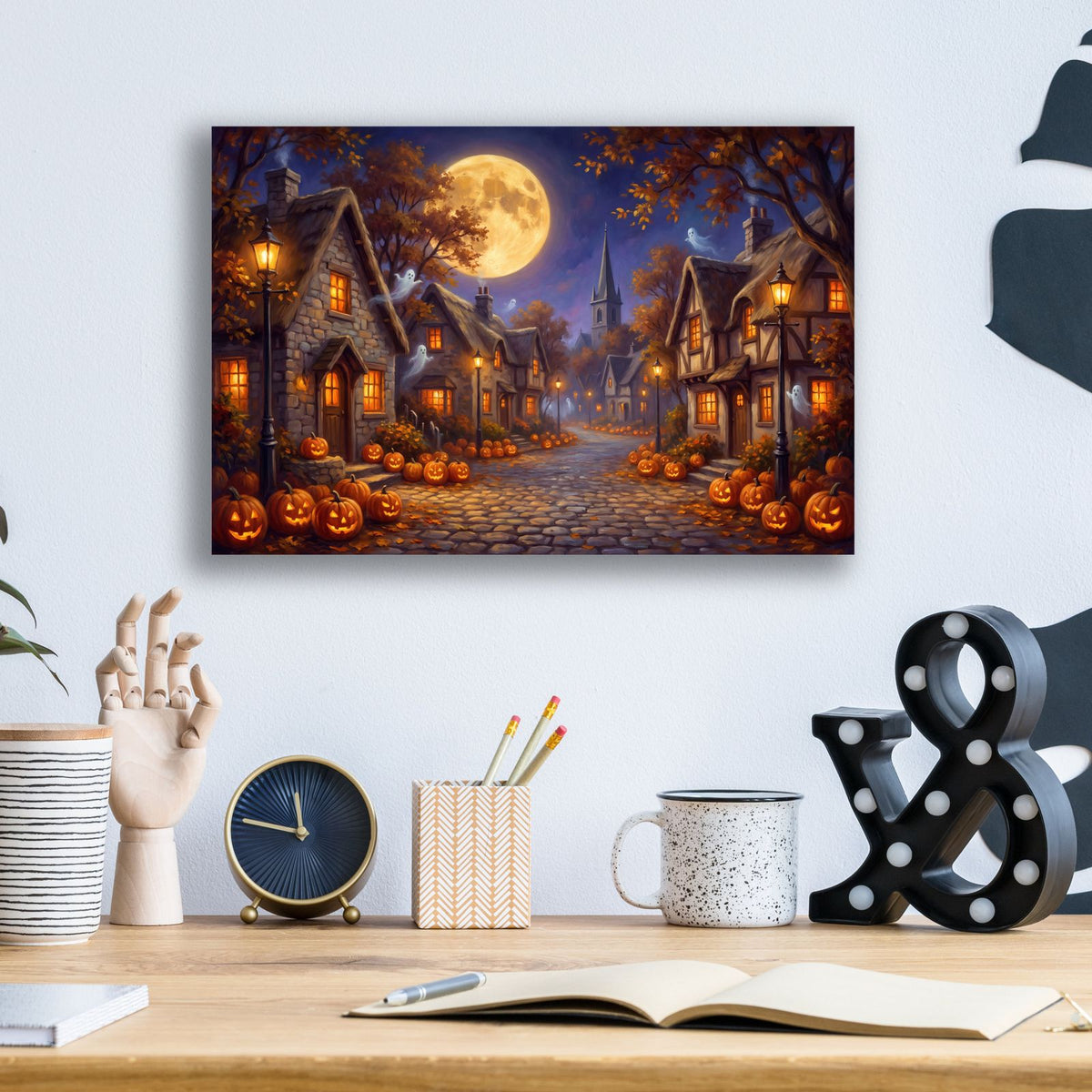 Halloween Enchanted Village by Veve - 16x12 acrylic wall art in a room