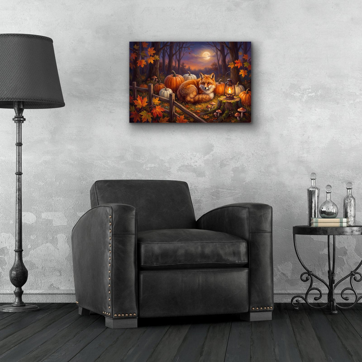 Halloween Fox Pumpkins by Veve - 24x16 acrylic wall art in a room