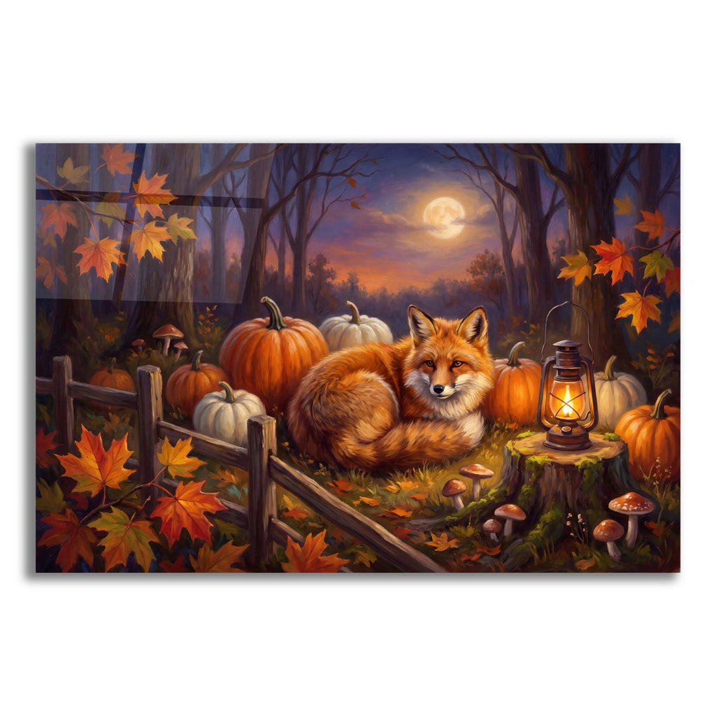Halloween Fox Pumpkins by Veve acrylic glass wall art