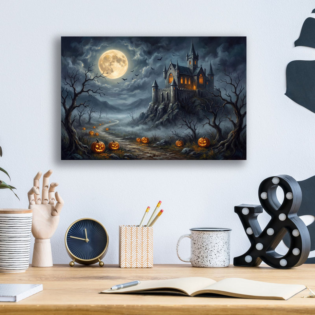 Halloween Moonlit Castle by Veve - 16x12 acrylic wall art in a room
