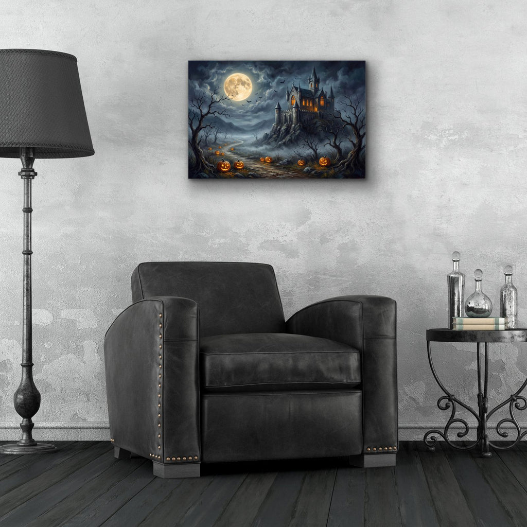 Halloween Moonlit Castle by Veve - 24x16 acrylic wall art in a room