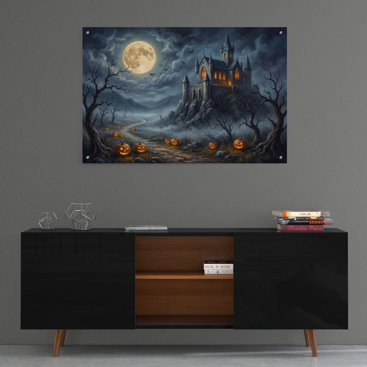 Halloween Moonlit Castle by Veve - 36x24 acrylic wall art in a room