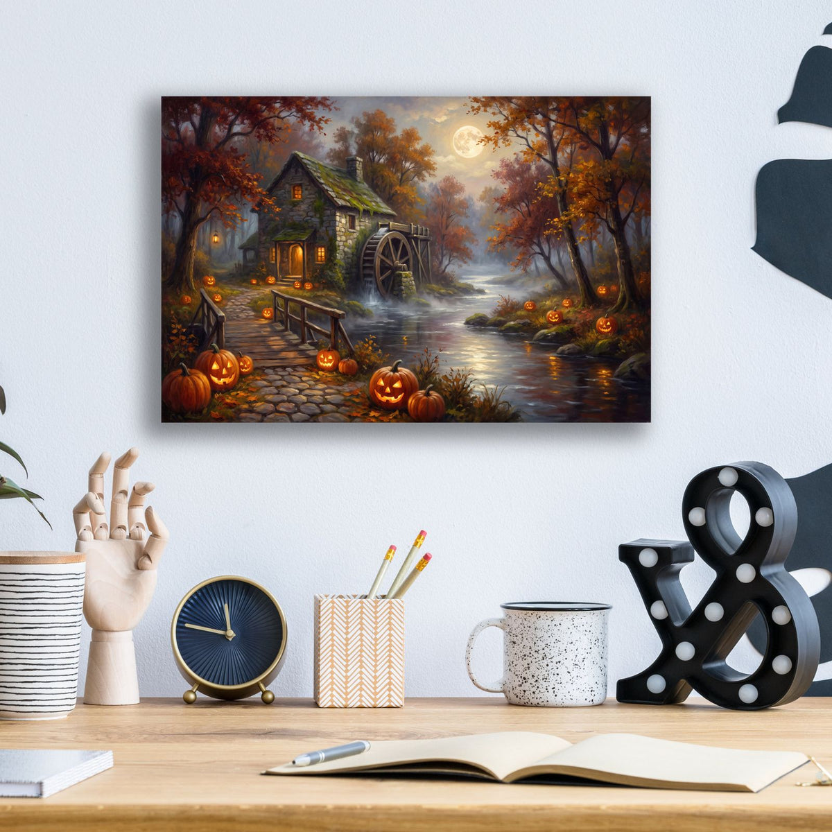 Halloween Old Mill by Veve - 16x12 acrylic wall art in a room