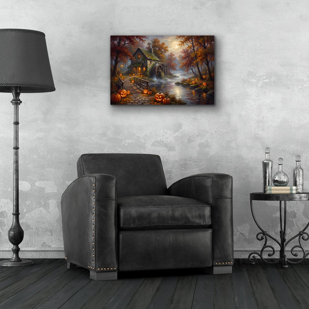 Halloween Old Mill by Veve - 24x16 acrylic wall art in a room