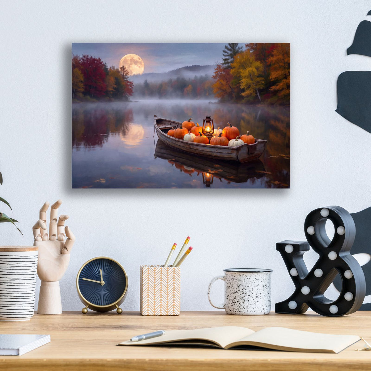 Halloween Pumpkin Boat by Veve - 16x12 acrylic wall art in a room