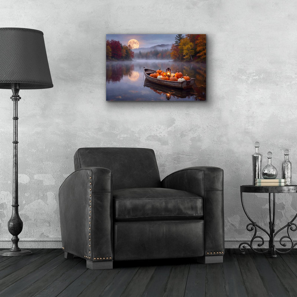 Halloween Pumpkin Boat by Veve - 24x16 acrylic wall art in a room