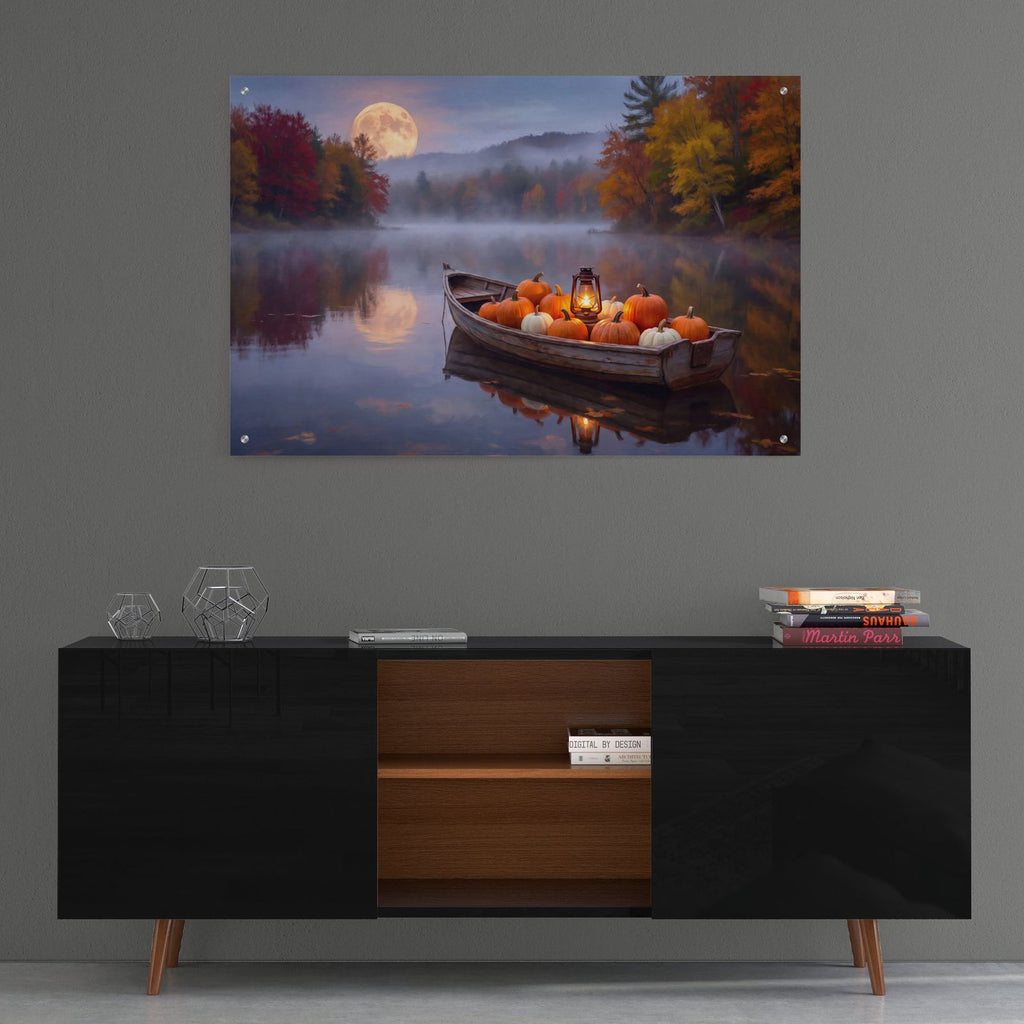Halloween Pumpkin Boat by Veve - 36x24 acrylic wall art in a room