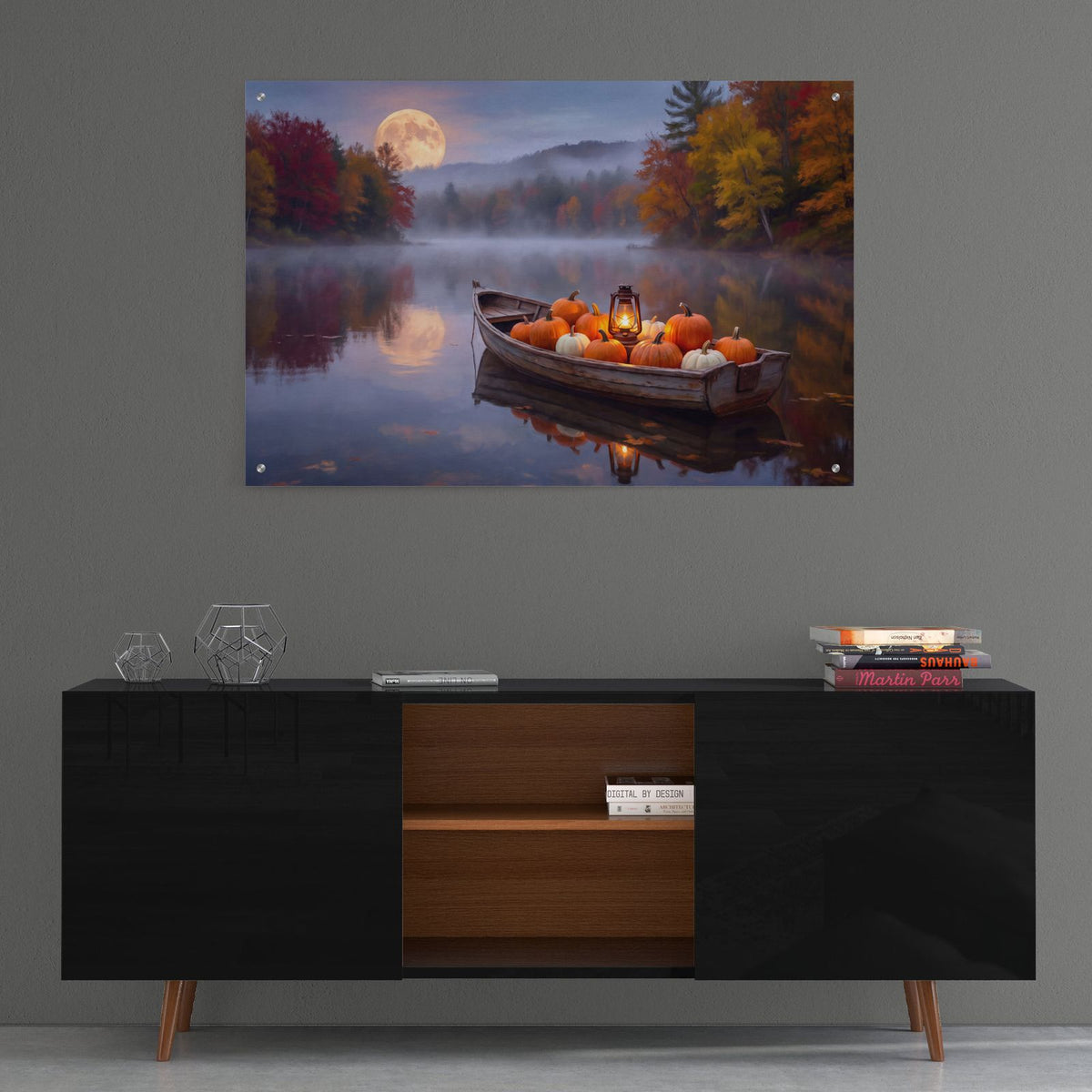 Halloween Pumpkin Boat by Veve - 36x24 acrylic wall art in a room