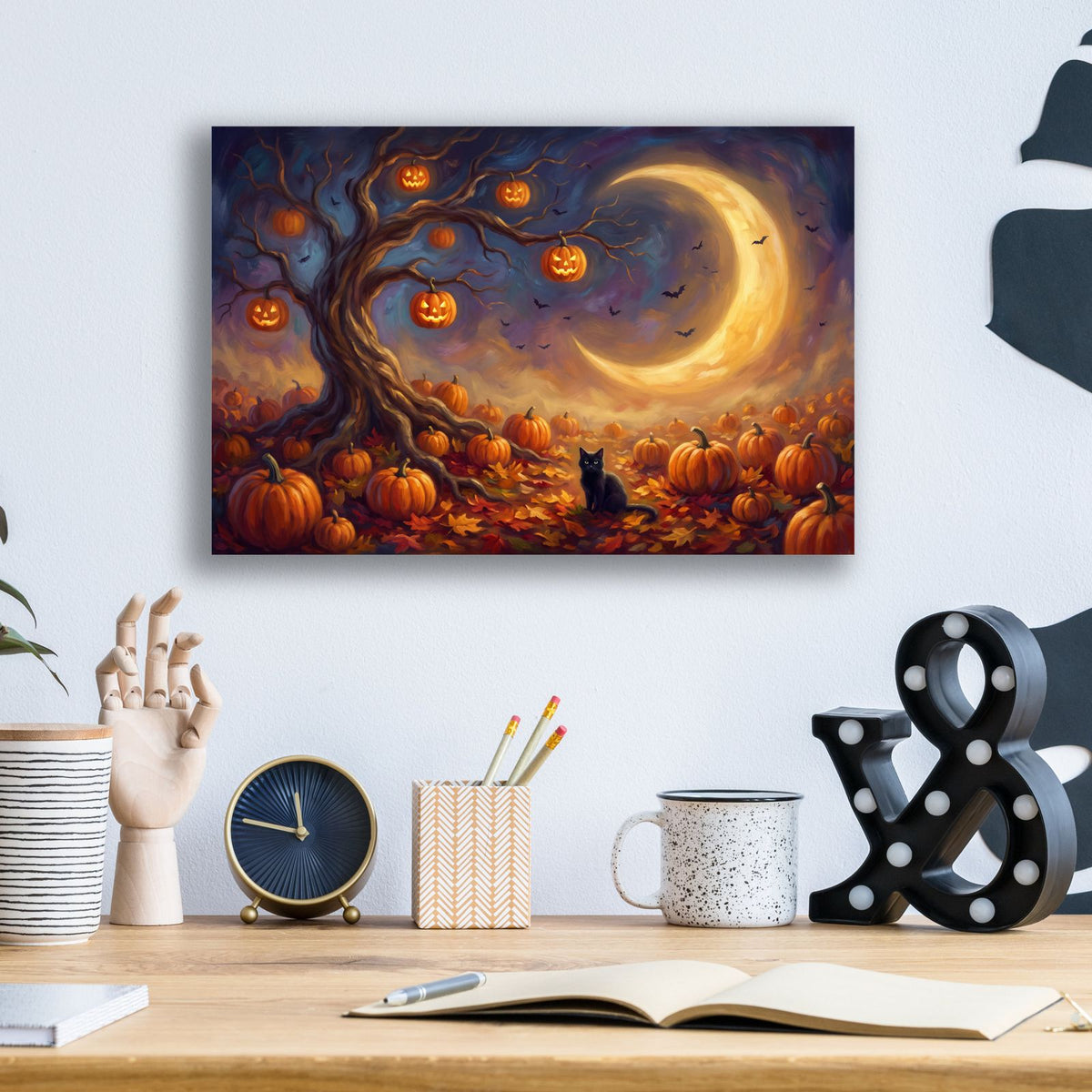 Halloween Pumpkin Tree by Veve - 16x12 acrylic wall art in a room