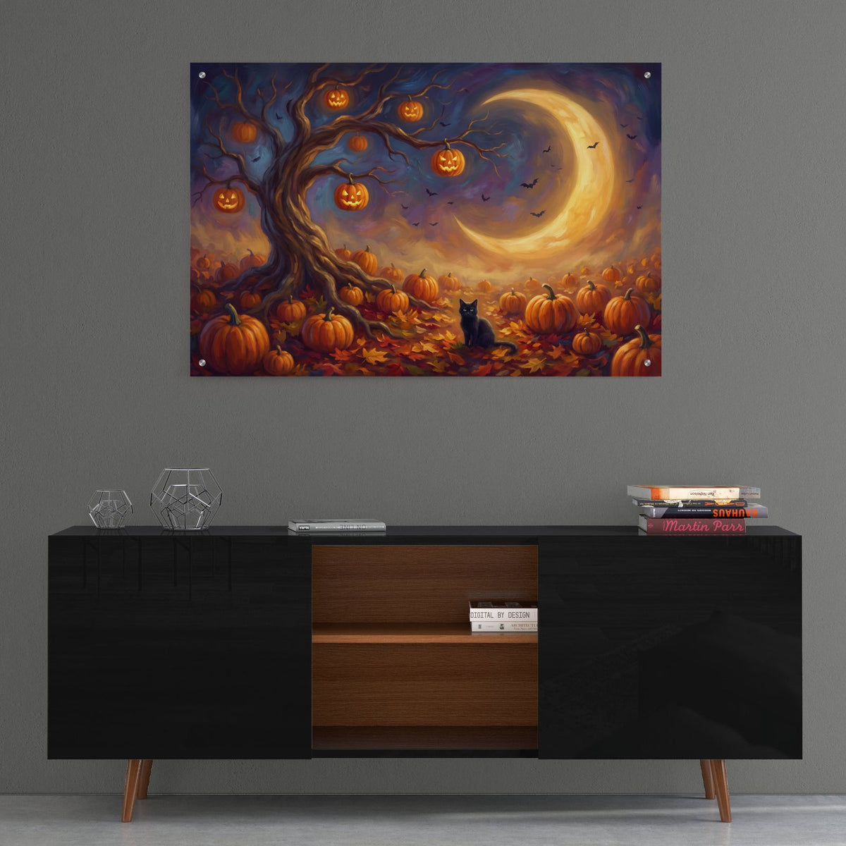 Halloween Pumpkin Tree by Veve - 36x24 acrylic wall art in a room