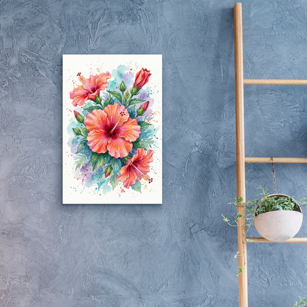 Hibiscus Coral Bloom by Veve - 16x24 acrylic wall art in a room