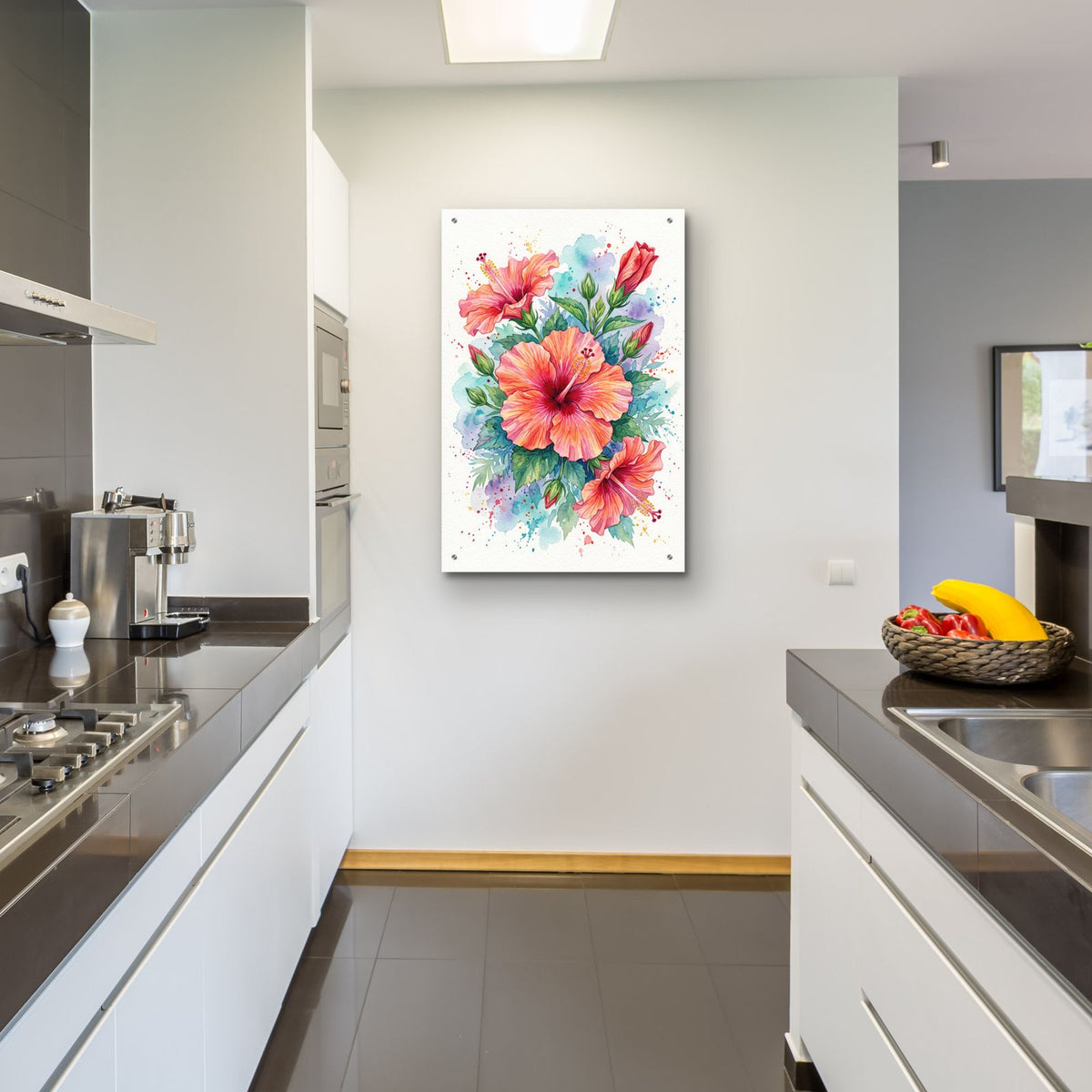 Hibiscus Coral Bloom by Veve - 24x36 acrylic wall art in a room
