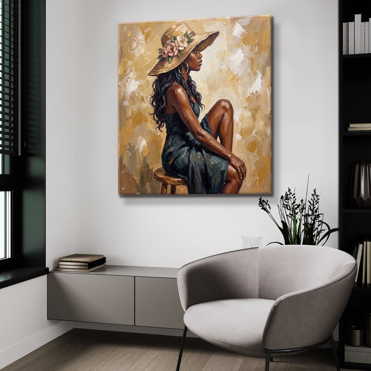 I Am Enough - Afro Soul by Veve - 36x36 acrylic wall art in a room