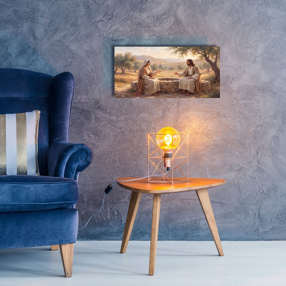 Jesus and Samaritan Woman by Veve - 24x12 acrylic wall art in a room