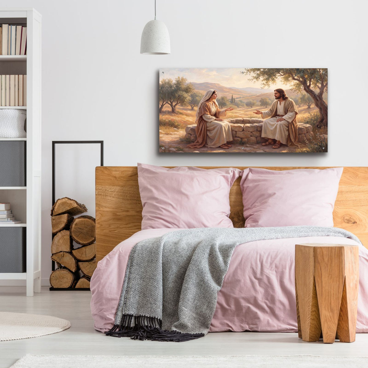 Jesus and Samaritan Woman by Veve - 48x24 acrylic wall art in a room
