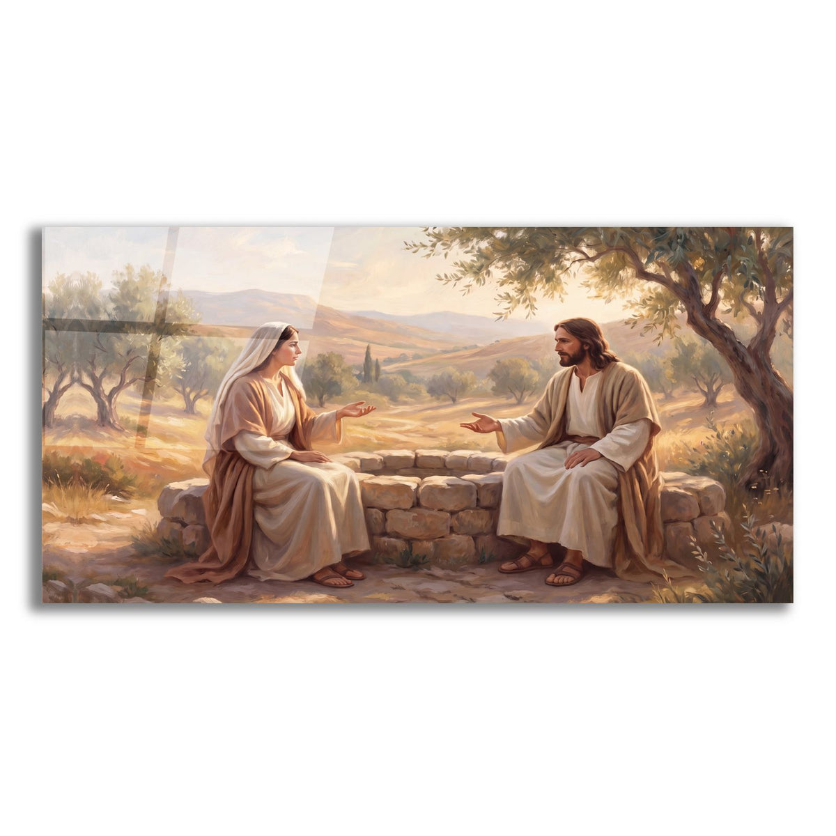 Jesus and Samaritan Woman by Veve acrylic glass wall art