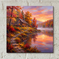 Lake House at Sunrise by Veve - 12x12 acrylic wall art in a room