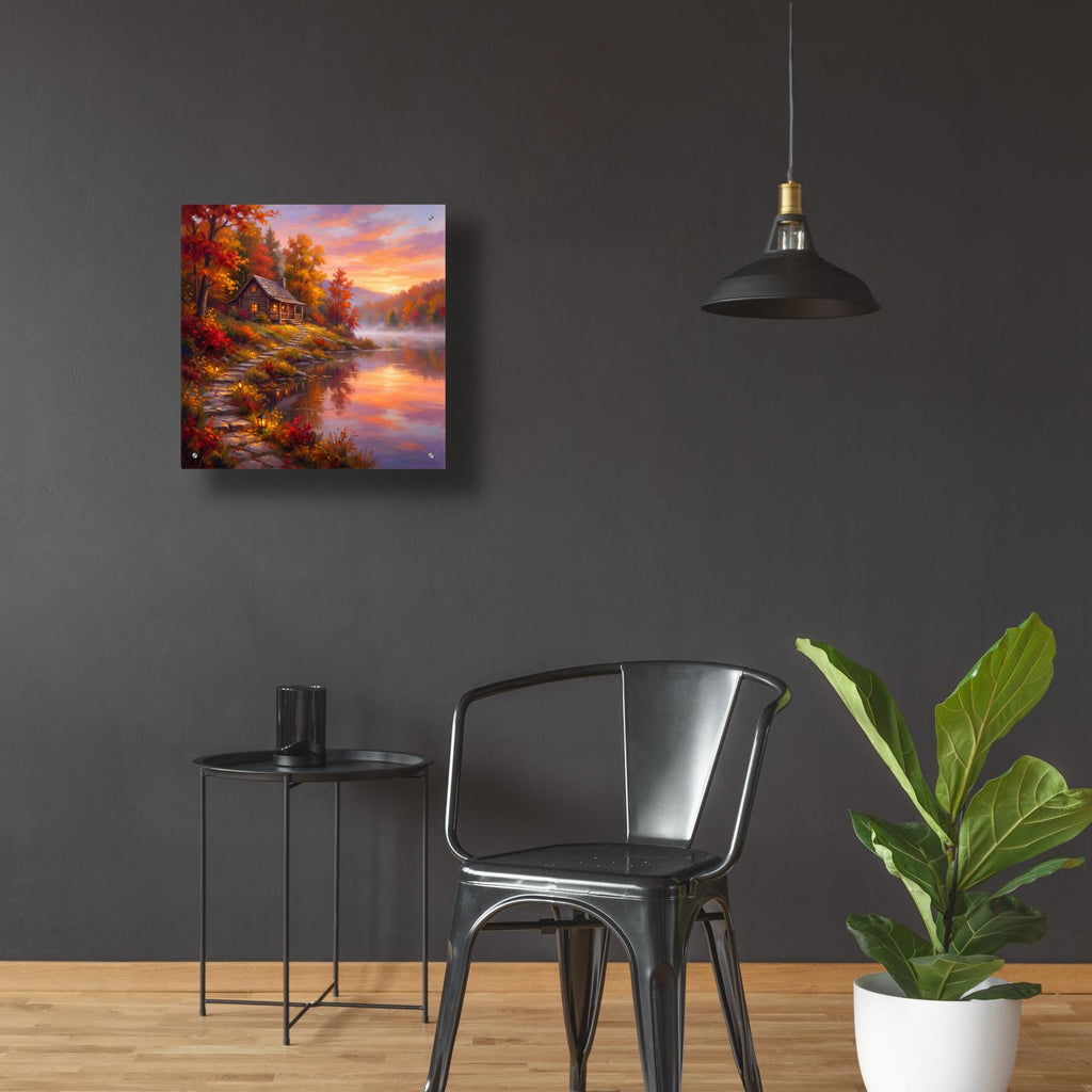 Lake House at Sunrise by Veve - 24x24 acrylic wall art in a room