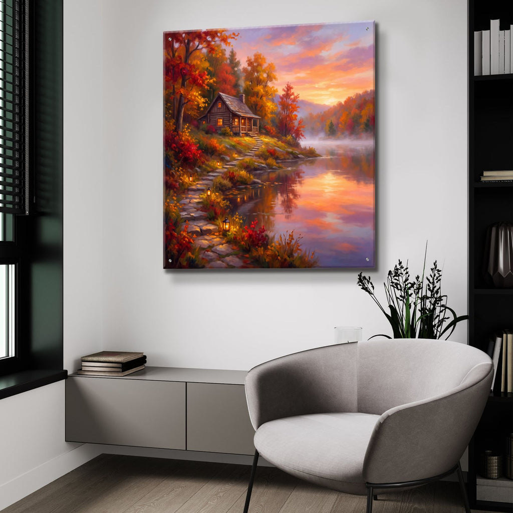 Lake House at Sunrise by Veve - 36x36 acrylic wall art in a room