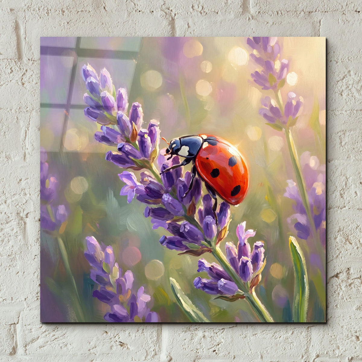Lavender and Ladybug by Veve - 12x12 acrylic wall art in a room