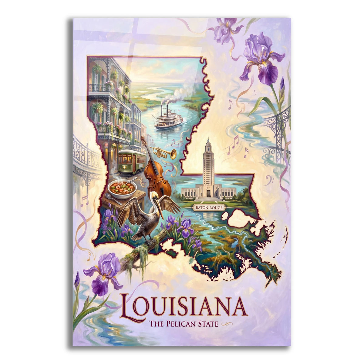 Louisiana The Pelican State II by Veve acrylic glass wall art