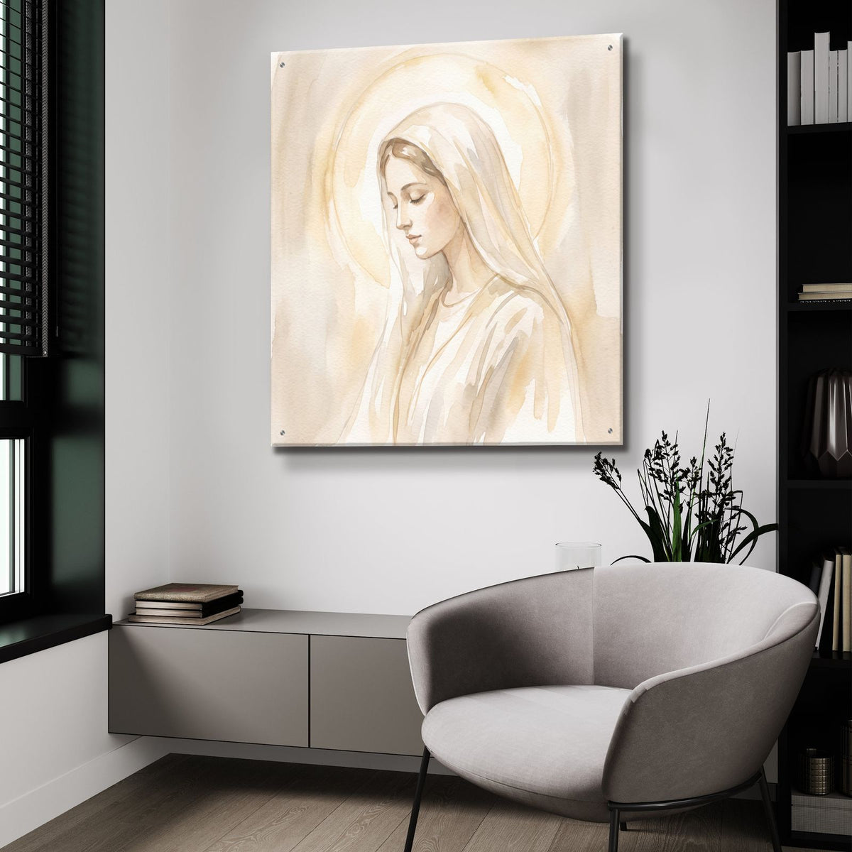 Mary Portrait by Veve - 36x36 acrylic wall art in a room