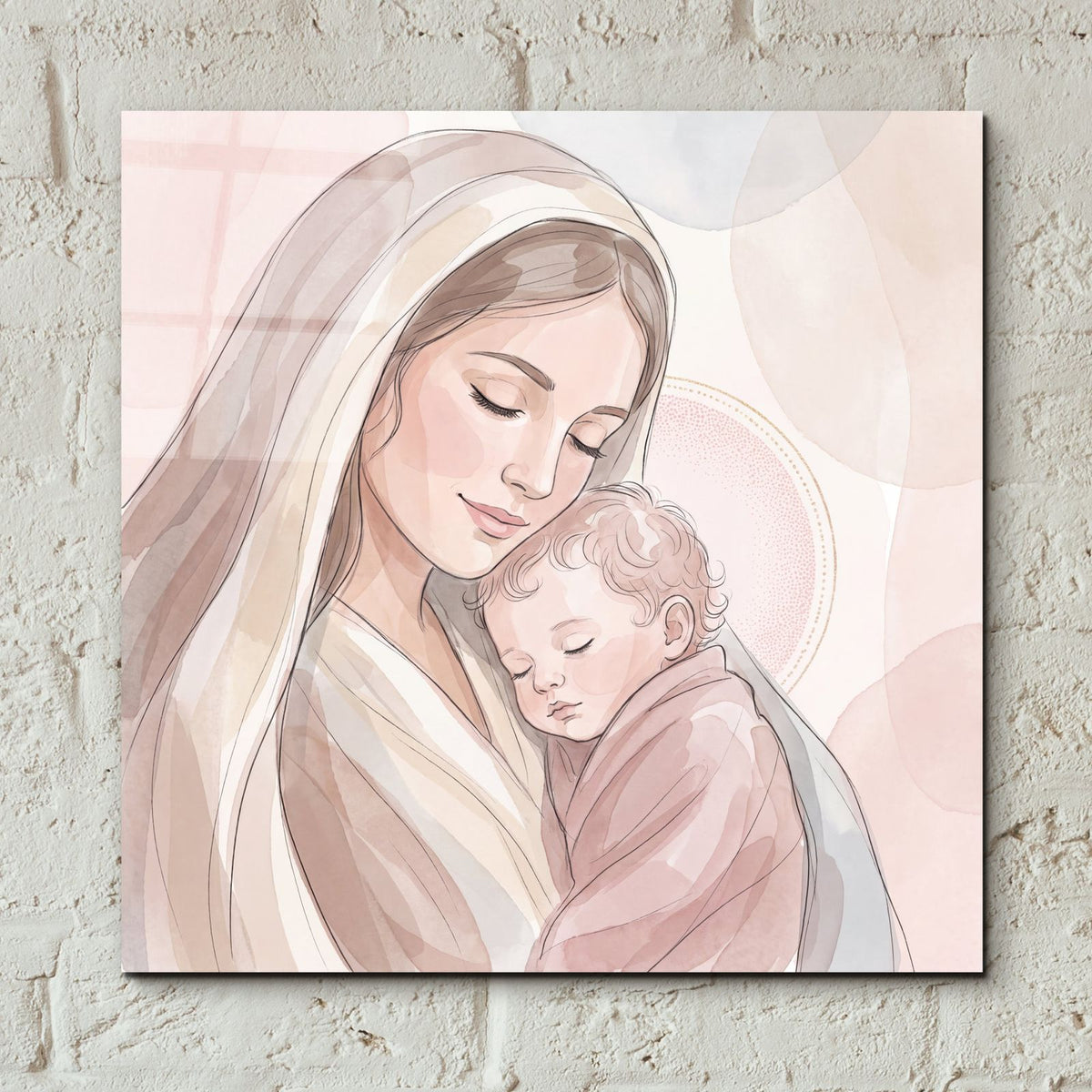 Mary with Child Minimalist by Veve - 12x12 acrylic wall art in a room