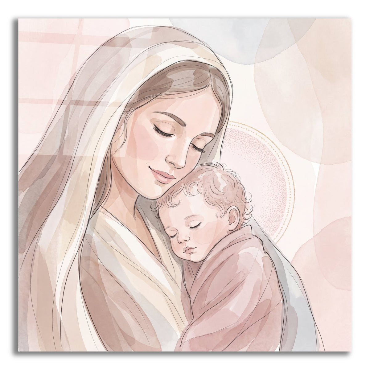 Mary with Child Minimalist by Veve acrylic glass wall art