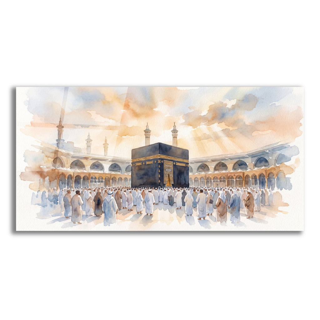 Mecca Kaaba Watercolors by Veve acrylic glass wall art