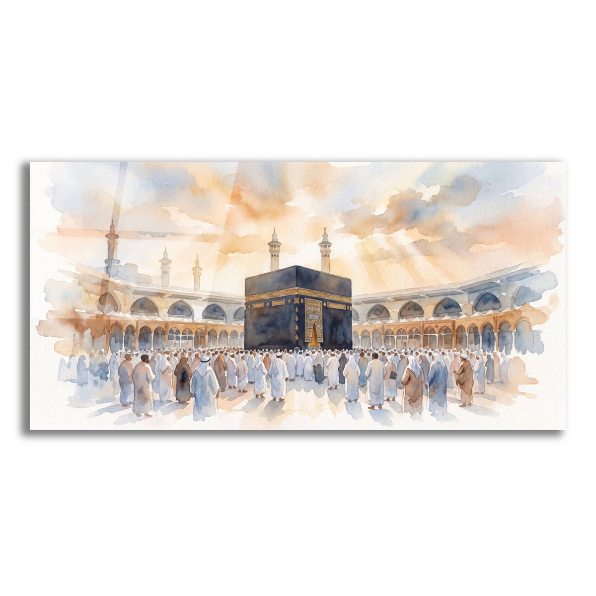 Mecca Kaaba Watercolors by Veve acrylic glass wall art