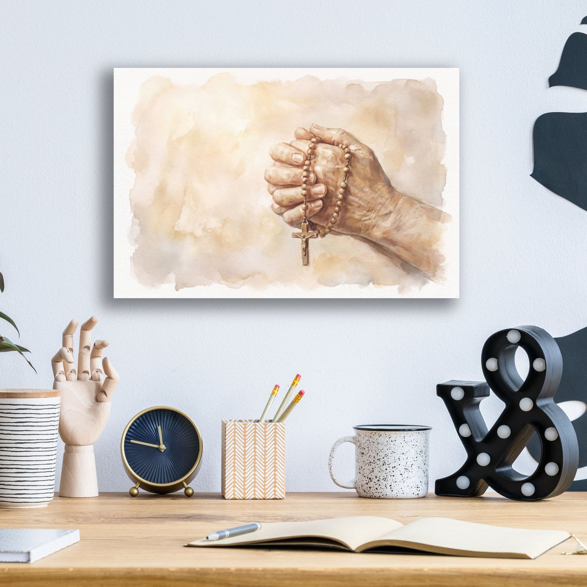 Prayer Hands by Veve - 16x12 acrylic wall art in a room