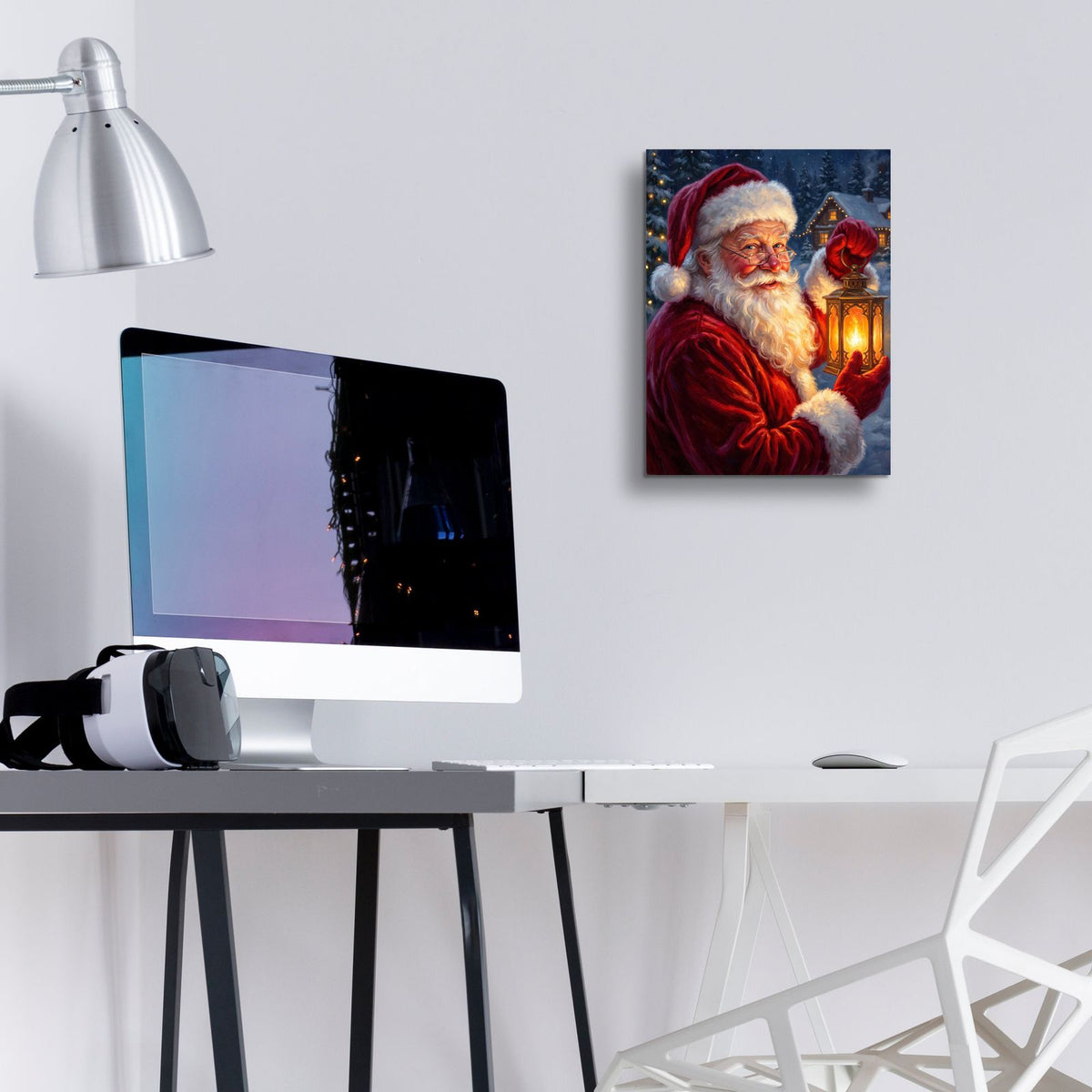 Santa's Lantern on Christmas Eve by Veve - 12x16 acrylic wall art in a room