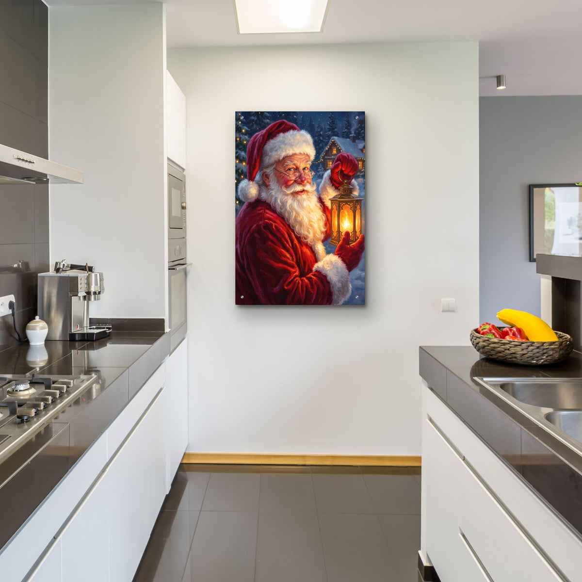 Santa's Lantern on Christmas Eve by Veve - 24x36 acrylic wall art in a room