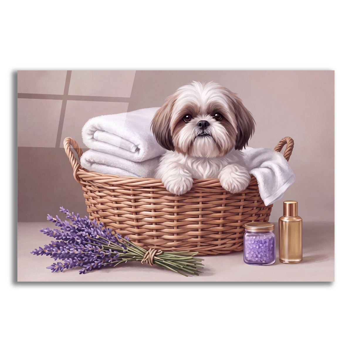 Shih Tzu in Laundry Basket by Veve acrylic glass wall art