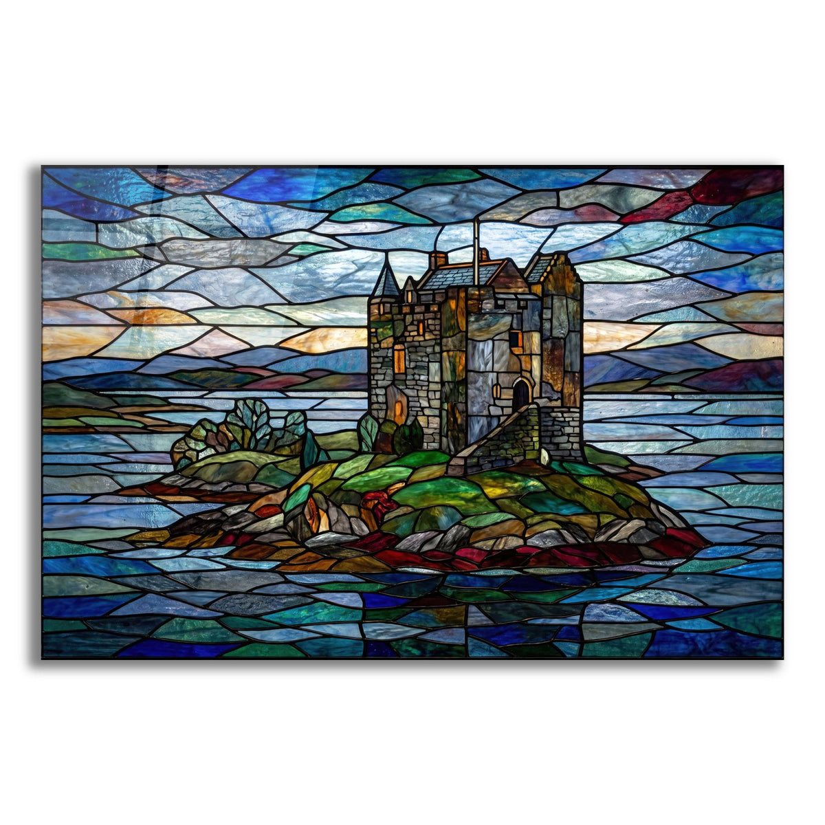 Stained Glass Style Castle Stalker I by Veve acrylic glass wall art