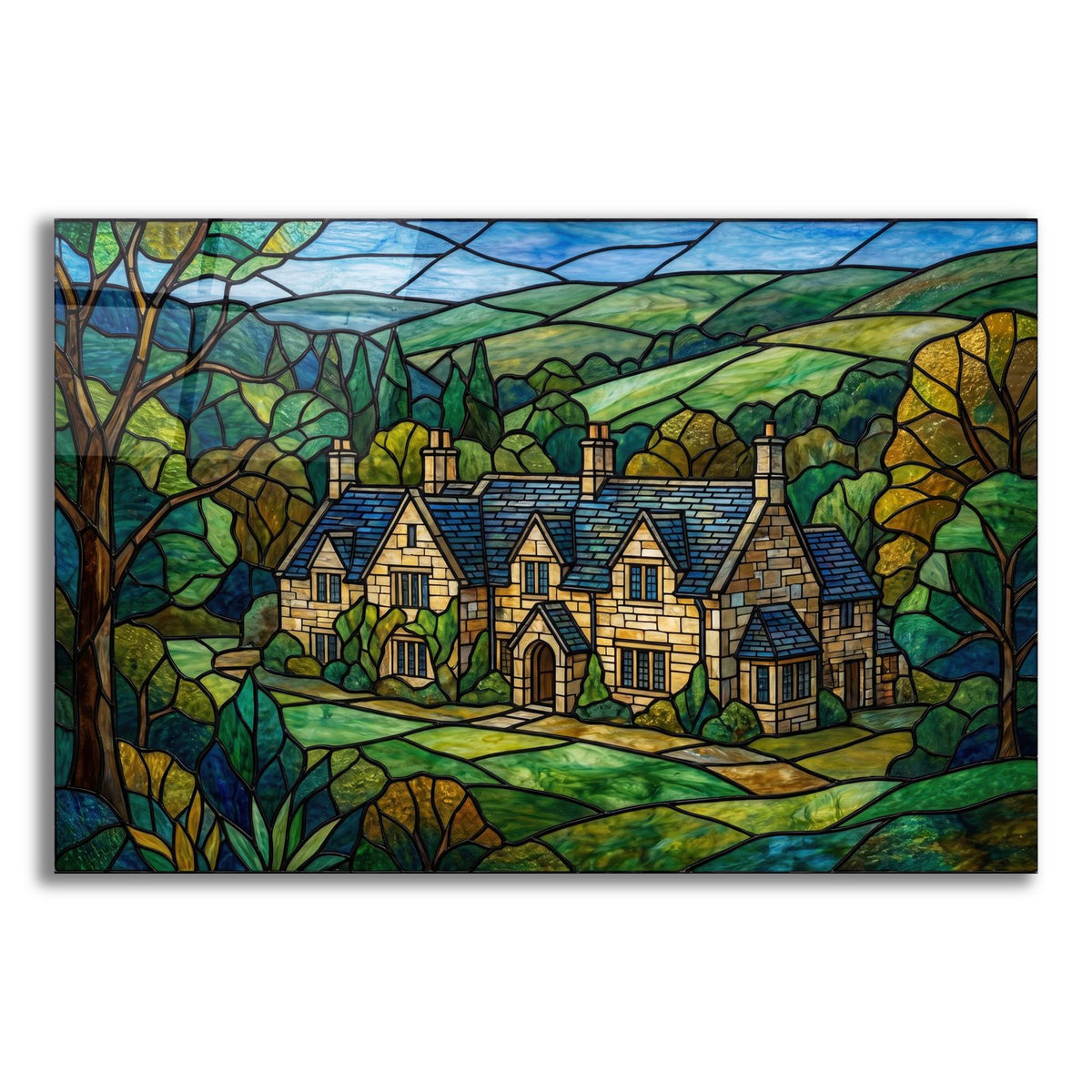 Stained Glass Style Castle-Combe Manor by Veve acrylic glass wall art