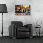Stained Glass Style Cat Morning CHICAGO I by Veve - 24x16 acrylic wall art in a room